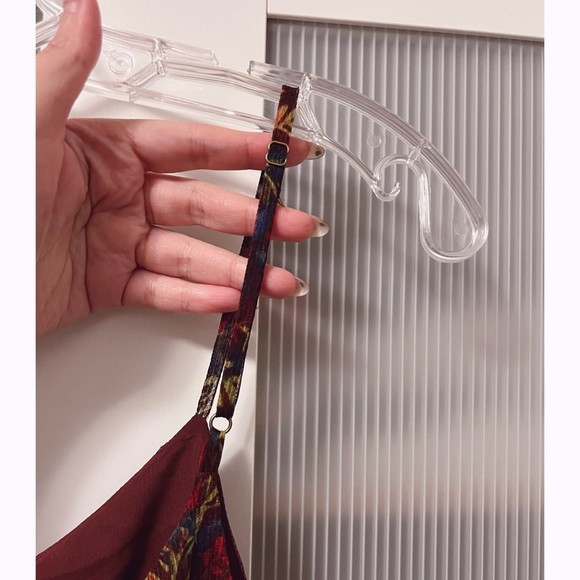 NWT Simple Retro Burgandy Sheer Floral Mini Dress Size M Runs Small - Picture 9 of 11